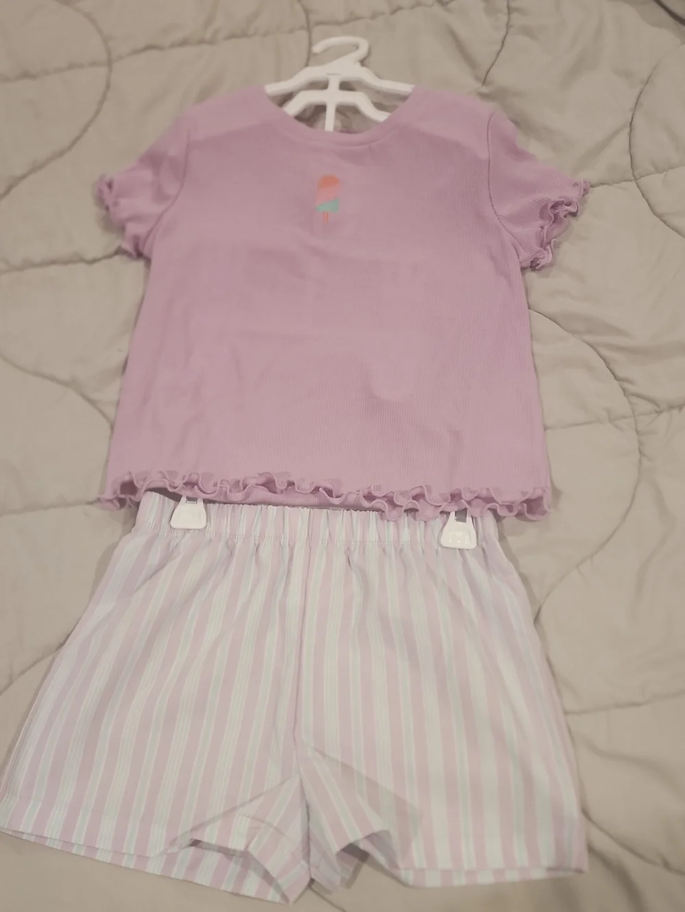 Cuddl Duds Lavender Ruffle Short Pajama Set